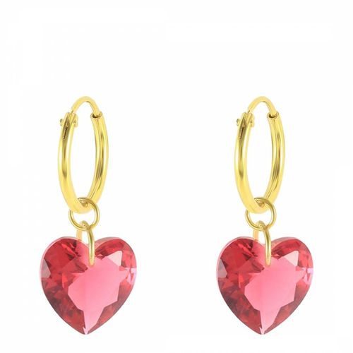 Gold/ Red Heart Hoop Earring - Ma Petite Amie - Modalova