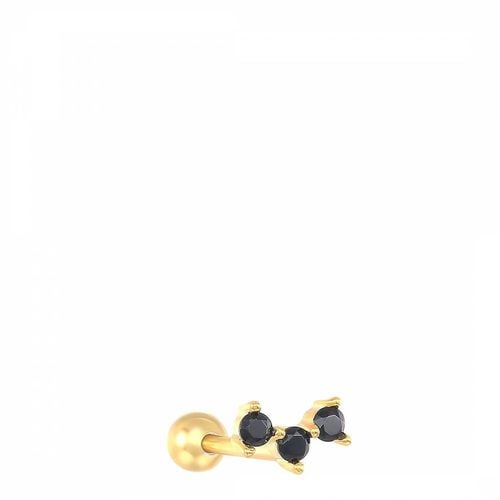 Gold/ Black Trio Gem Stud Earring - Ma Petite Amie - Modalova