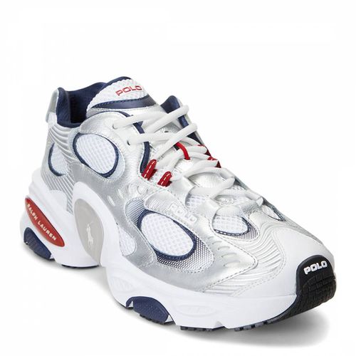 Silver/Navy Leather Trainers - Polo Ralph Lauren - Modalova