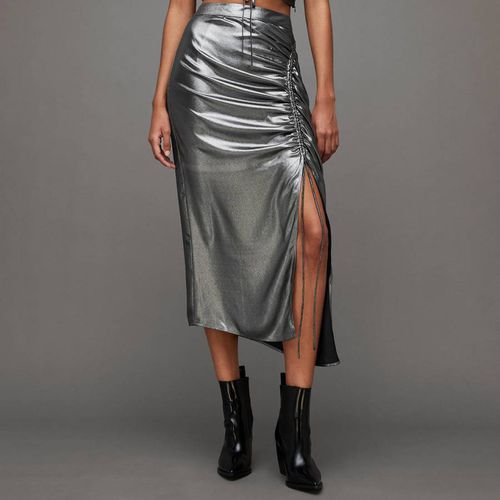 Grey Carla Metallic Midi Skirt - AllSaints - Modalova