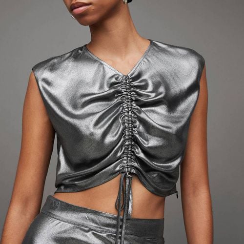 Grey Carla Metallic Top - AllSaints - Modalova