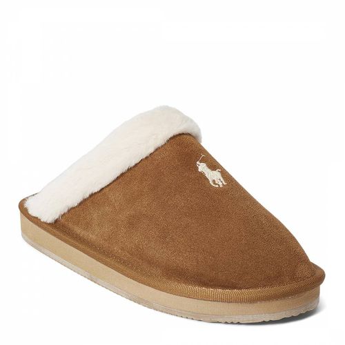 Tan Faux Shearling Leather Slippers - Polo Ralph Lauren - Modalova