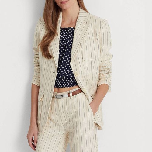 Cream Striped Linen Blend Blazer - Lauren Ralph Lauren - Modalova