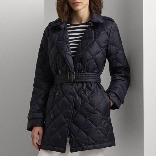 Navy Quilted Belted Coat - Lauren Ralph Lauren - Modalova