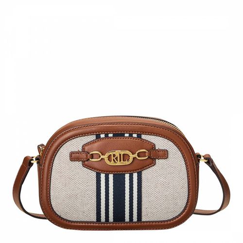 Tan Jordynn Striped Leather Crossbody Bag - Lauren Ralph Lauren - Modalova