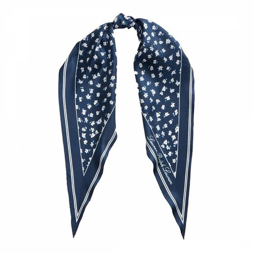 Navy Zoe Floral Print Silk Scarf - Lauren Ralph Lauren - Modalova