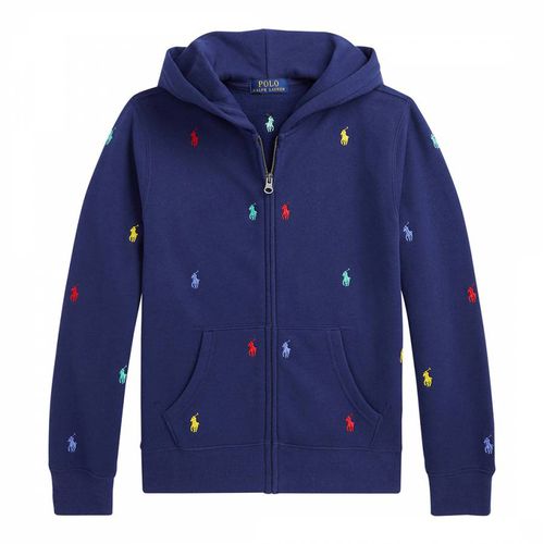 Older Boy′s Dark Pony Print Cotton Blend Zip Up Hoodie - Polo Ralph Lauren - Modalova