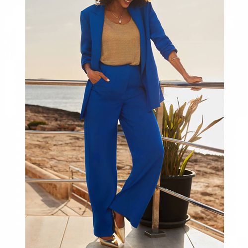 Blue Wide Leg Trousers - SOSANDAR - Modalova