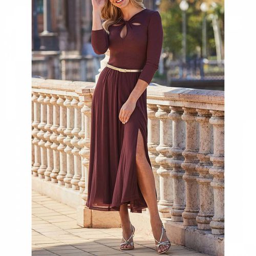 Burgundy Fit & Flare Midi Dress - SOSANDAR - Modalova