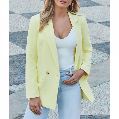 Yellow Double Breasted Blazer - SOSANDAR - Modalova