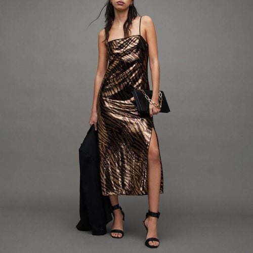 Gold/Black Bonnie Tiger Dress - AllSaints - Modalova