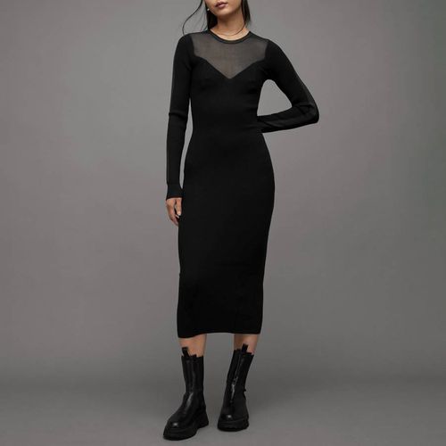 Black Flete Mesh Dress - AllSaints - Modalova