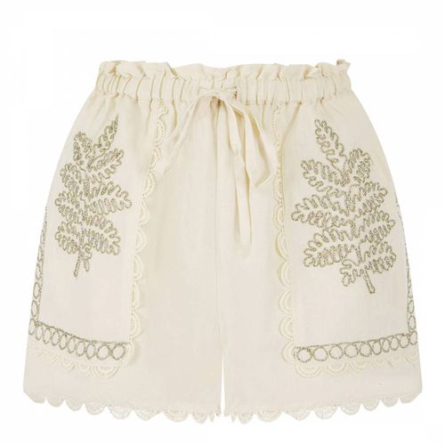 Ecru & Gold Izzie Shorts - Pranella - Modalova