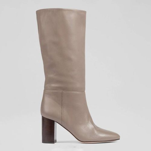 Taupe Brogan Leather Slouchy Heeled Long Boots - L K Bennett - Modalova