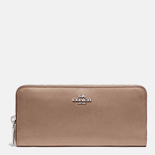 Taupe Smooth Leather Slim Accordion Zip Wallet - Coach - Modalova