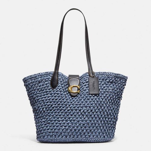 Washed Chambray Large Popcorn Texture Paper Straw Tote - Coach - Modalova