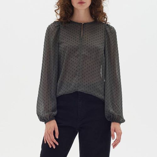 Dark Green Sheer Polka Dot Blouse - Inwear - Modalova