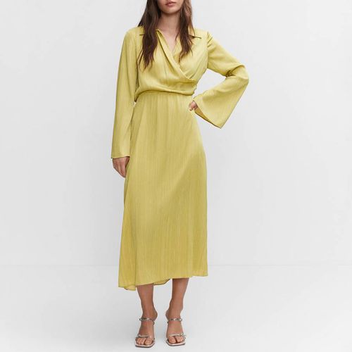 Yellow Satin Shirt Dress - Mango - Modalova