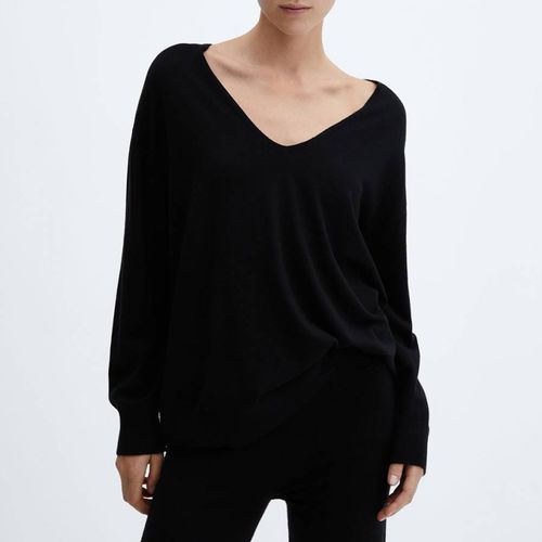 Black Knitted V-Neck Jumper - Mango - Modalova