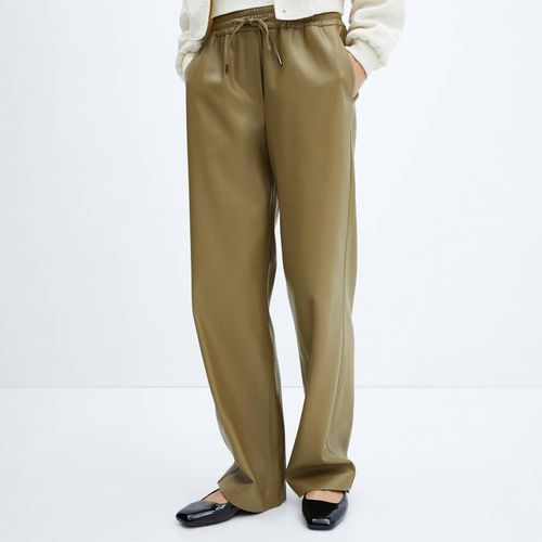 Leather-Effect Elastic Waist Trousers - Mango - Modalova