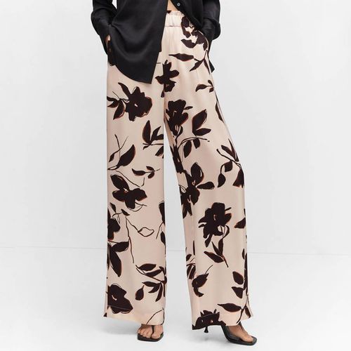 Cream Wide Leg Printed Trousers - Mango - Modalova