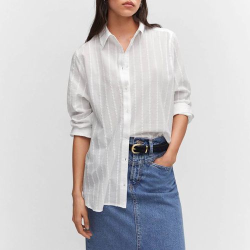 White Embroidered Cotton Shirt - Mango - Modalova