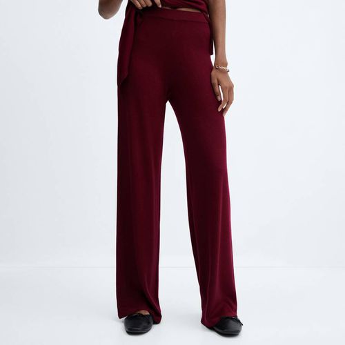 Red Fine-Knit Wideleg Trousers - Mango - Modalova