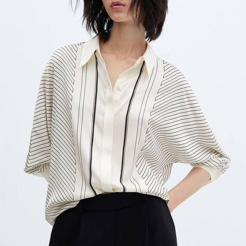 White Satin Striped Shirt - Mango - Modalova