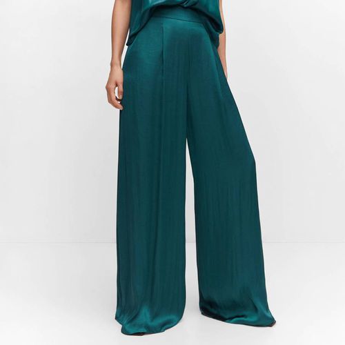 Blue Satin Wideleg Trousers - Mango - Modalova