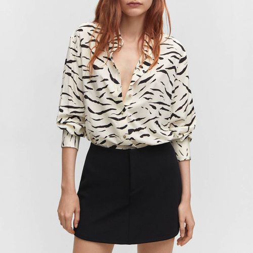 White Printed Flowy Shirt - Mango - Modalova