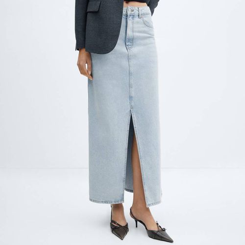 Blue Split Denim Skirt - Mango - Modalova