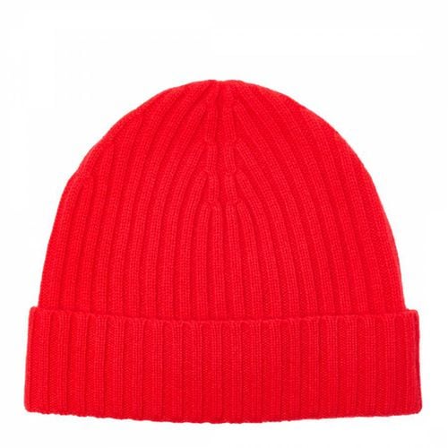 Red Ribbed Cashmere Beanie - Laycuna London - Modalova