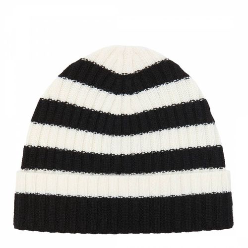 Black/Cream Striped Cashmere Beanie - Laycuna London - Modalova