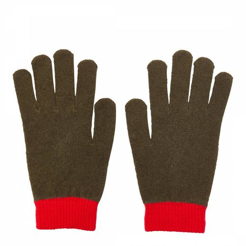 Khaki/Red Two Tone Cashmere Gloves - Laycuna London - Modalova