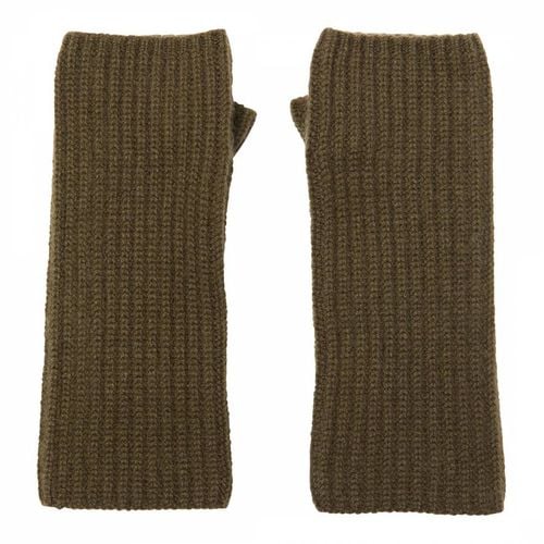 Khaki Cashmere Fingerless Gloves - Laycuna London - Modalova