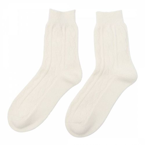 Cream Cashmere Cable Bed Socks - Laycuna London - Modalova