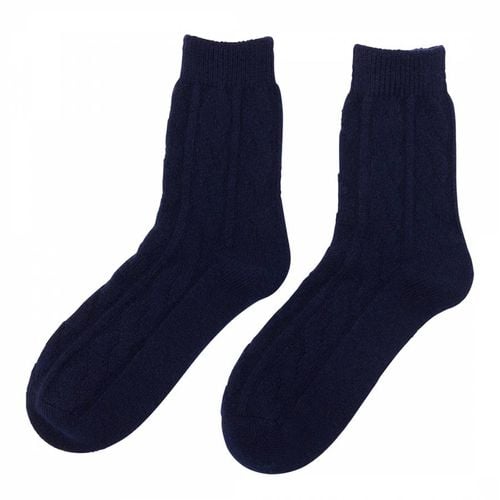 Navy Cashmere Cable Bed Socks - Laycuna London - Modalova