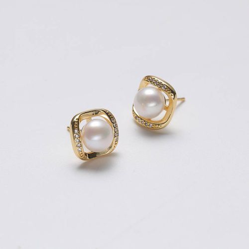 White Genuine Freshwater Pearl Earrings - Sound Of Pearls London - Modalova