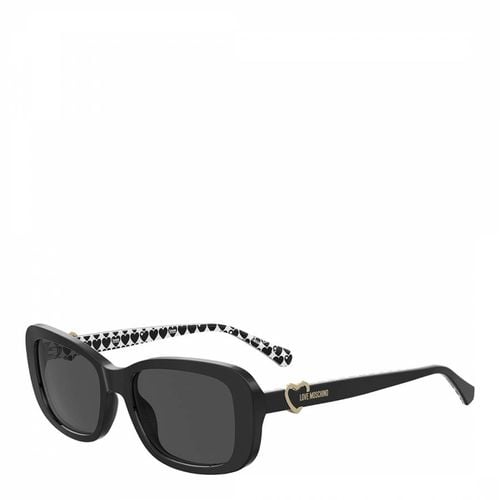 Blue Gold Rectangular Sunglasses 55mm - Love Moschino - Modalova