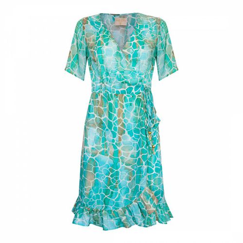 Aqua Pebbles Mini Ruffle Wrap Dress - Sophia Alexia - Modalova