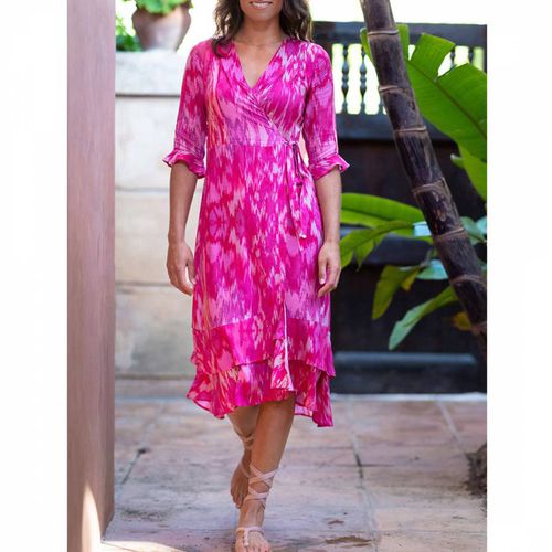 Magical Magenta Midi Ruffle Wrap Dress - Sophia Alexia - Modalova