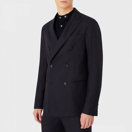 Black Double Breasted Wool Blend Blazer - Emporio Armani - Modalova