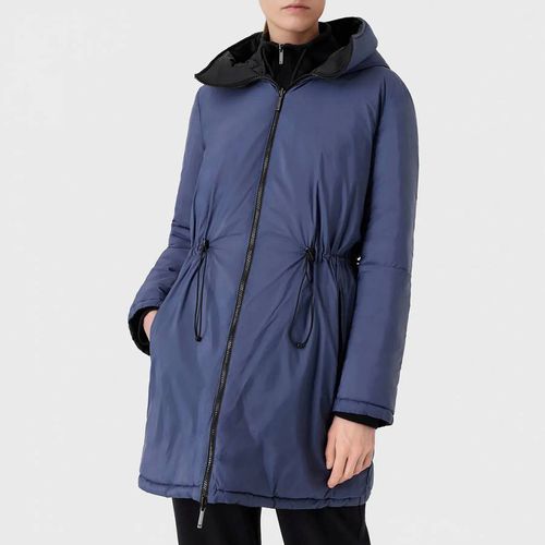 Navy Reversible Quilted Hooded Coat - Emporio Armani - Modalova