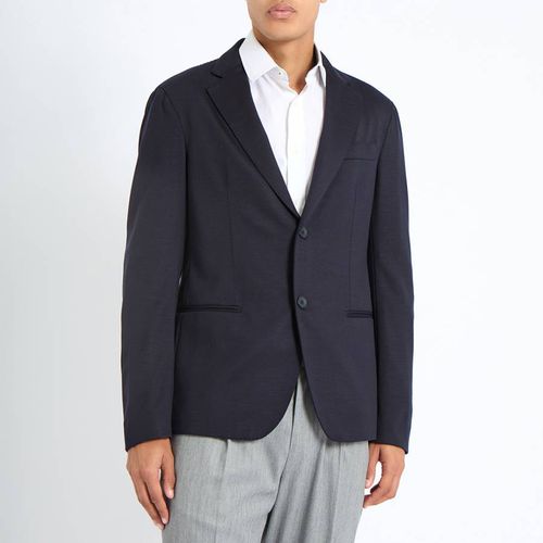 Navy Wool Blend Blazer - Emporio Armani - Modalova