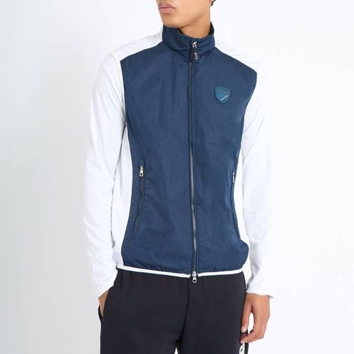 Navy High Neck Cotton Blend Gilet - EA7 Emporio Armani - Modalova