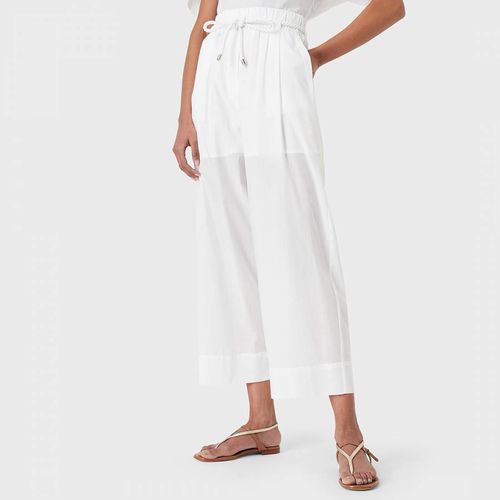 White wide Leg Cotton Trousers - Emporio Armani - Modalova