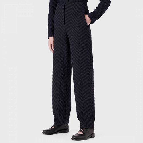 Straight Leg Cotton Blend Trousers - Emporio Armani - Modalova