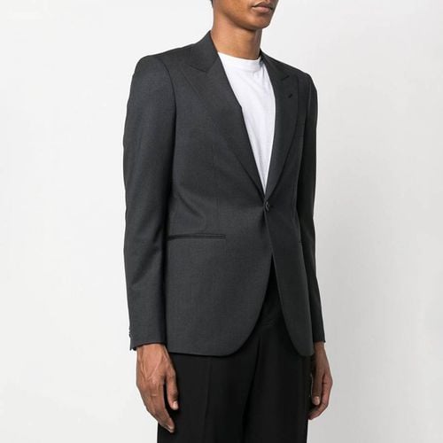 Charcoal Single Breasted Wool Blend Blazer - Emporio Armani - Modalova