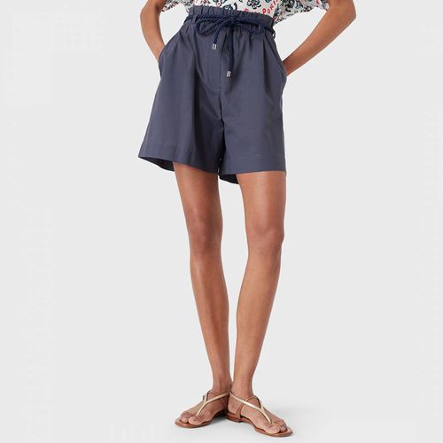 Navy Tie Waist Cotton Shorts - Emporio Armani - Modalova