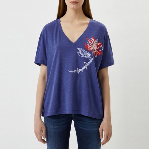 Blue Cotton Blend T-Shirt - Emporio Armani - Modalova